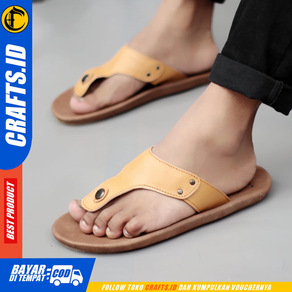 Sandal Jepit Pria Kulit Asli Crafts Walet