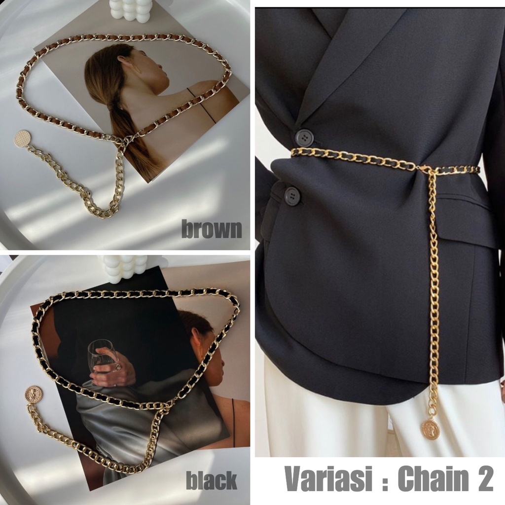 VENDI - Belt Wanita Rantai Ikat Pinggang Chain Metal Fashion Gold Waist &quot;Aries&quot;