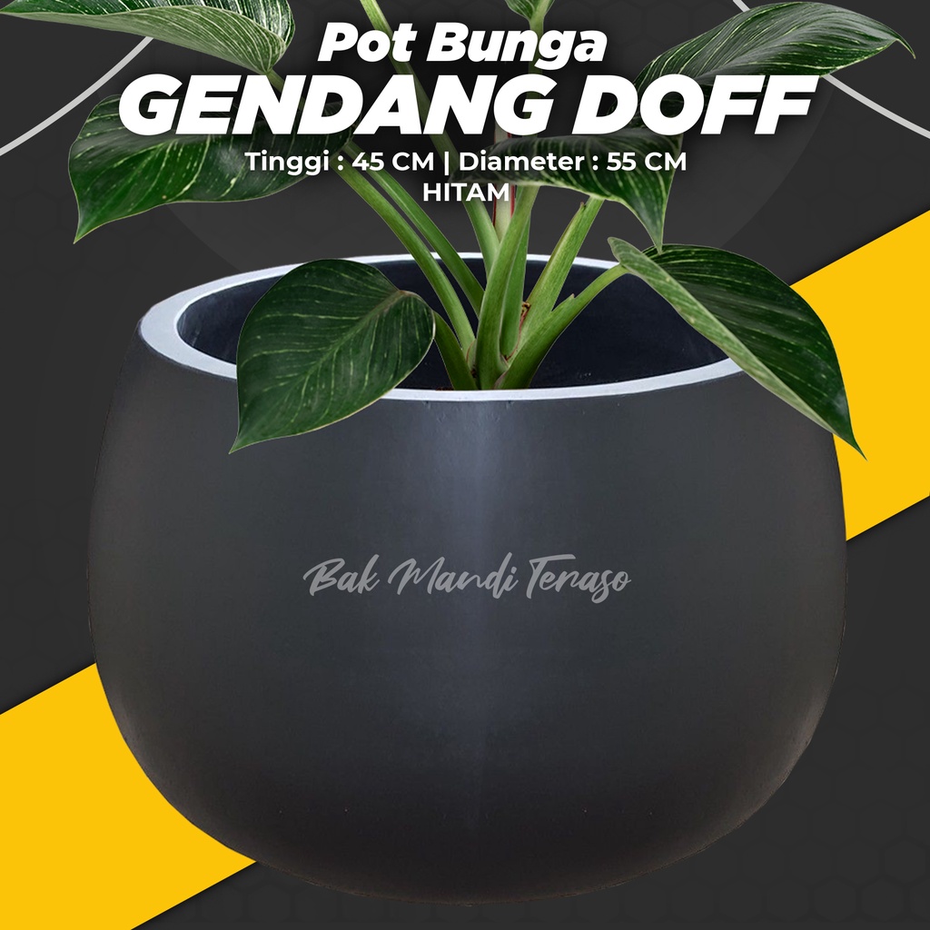 Pot teraso Tipe Gendang Doff 45x55 CM Hitam