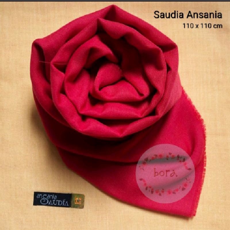 Hijab segiempat polos merah / dusty pink saudia rawis / orange bahan paris