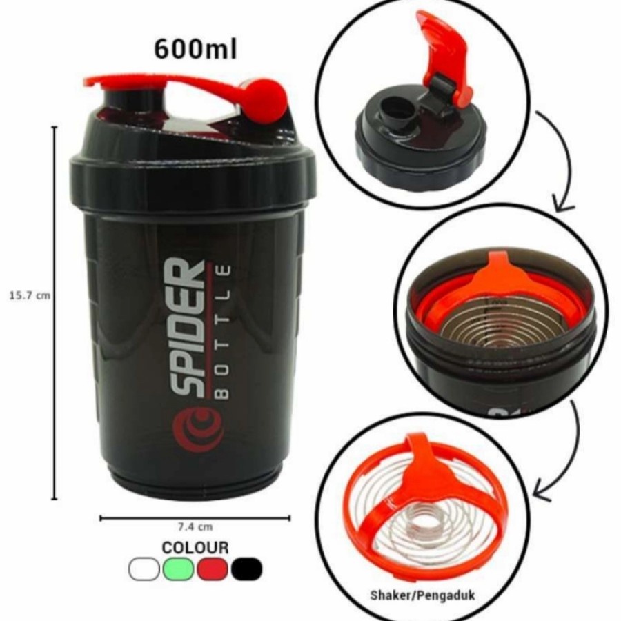 Botol Minum Shake Smart Spider 3in1 Botol Gym 500Ml