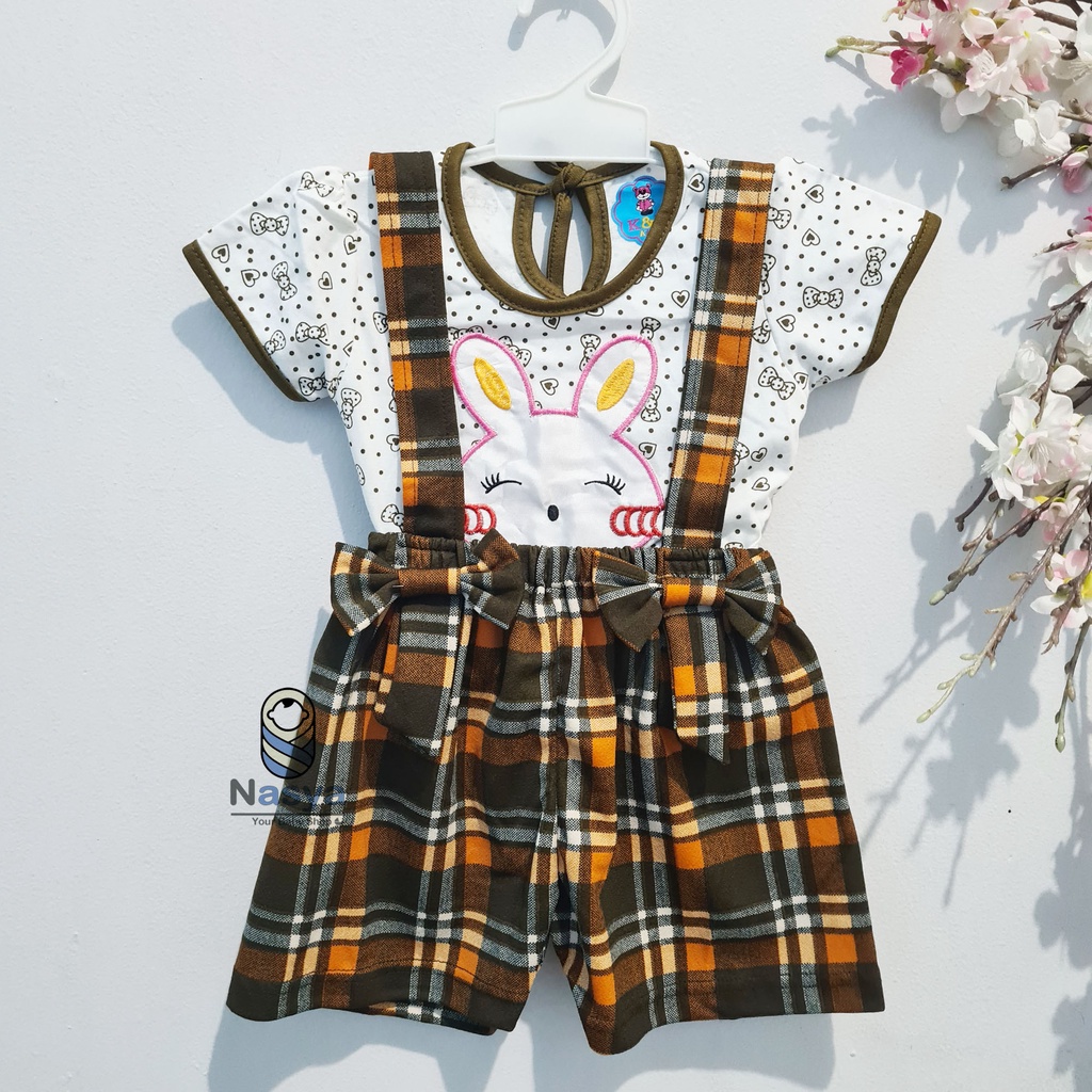 [KK-007] Setelan pendek anak overall celana motif CARTOON murah (3-12 bulan)