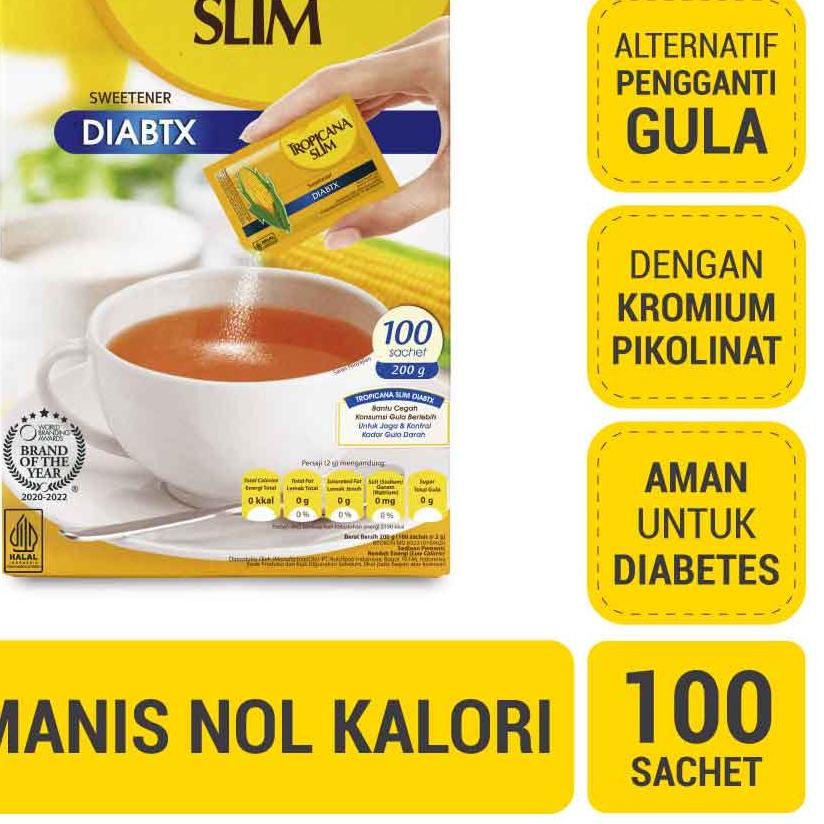 

۝ Tropicana Slim Sweetener Diabtx 100 Sachet - Pemanis untuk i ✭