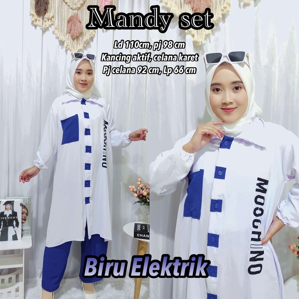 Mandy Set Bahan Crinkle Setelan Wanita Dewasa dan Remaja Viral Sablon Cantik Baju Setelan Hijab Terb