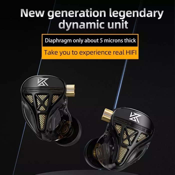 KZ DQS with Mic Earphone In Ear Monitor with Legendary Dynamic Driver - Hitam