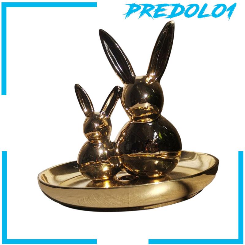 [Predolo1] Nampan Hias Patung Kelinci Kamar Mandi Vanity Tray Centerpiece Trinket Tray Nampan Perhiasan Untuk Pintu Masuk, Meja Meja, Ruang Tamu