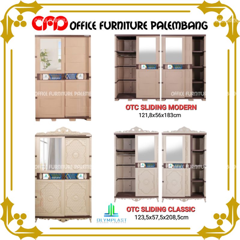 lemari pakaian plastik olymplast OTC SLIDING MODERN / CLASSIC lemari baju 2 pintu sliding geser