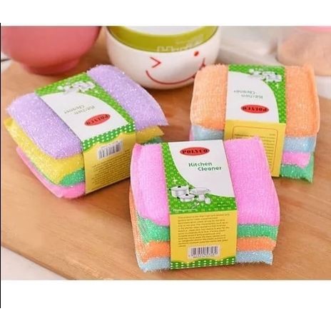 Spons Cuci Piring Metalic Warna Warni/ Sponge Sabut Jaring/Spons Cuci Piring Busa Jaring/ Busa Spons Cuci Piring Warna Warni/Spons Busa Serbaguna Alat Dishwashing Dapur Masak Busa Serbaguna