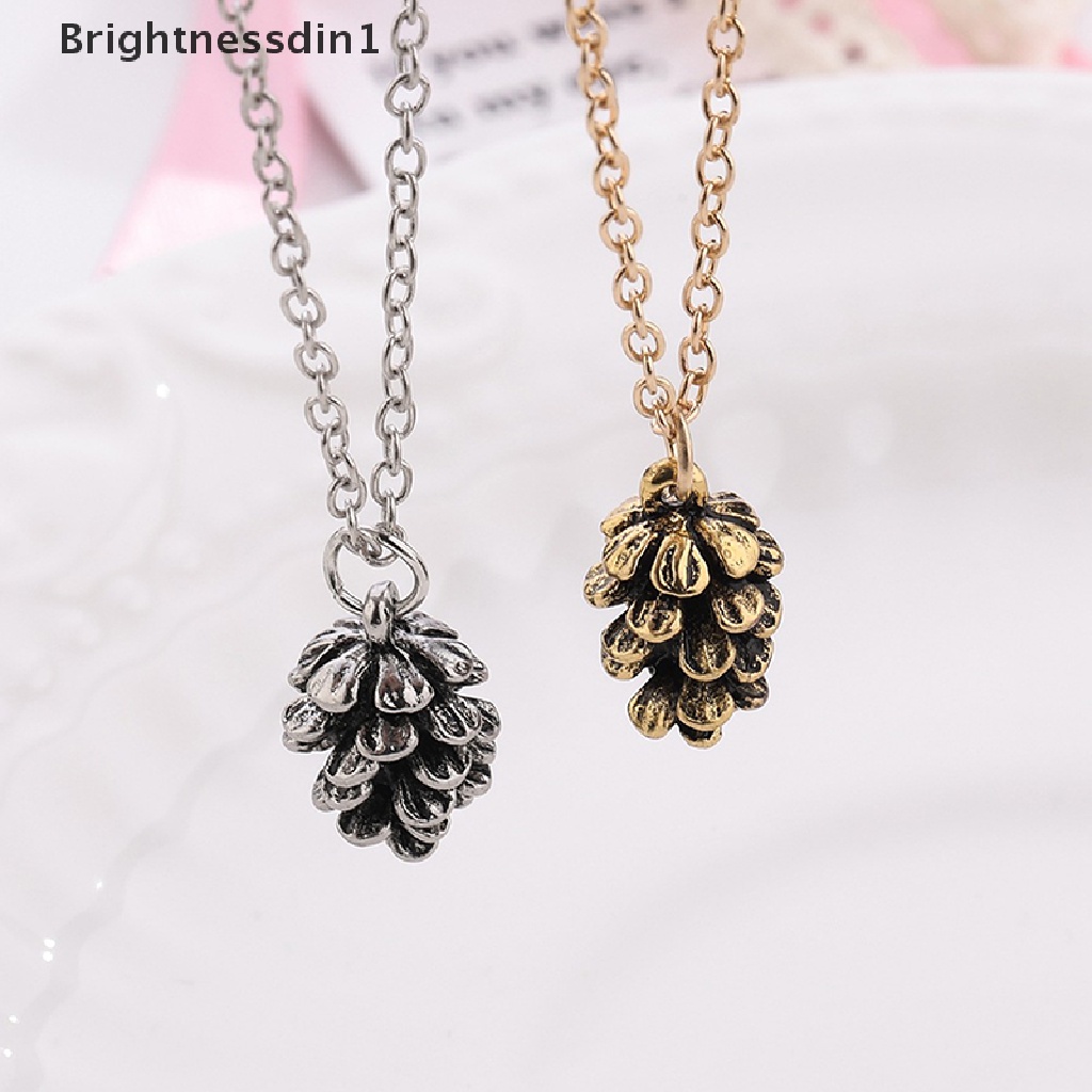 [Brightnessdin1] Spesimen Tanaman Kacang Pinus Sederhana Baru Kalung Liontin Pinus Kerucut Acorn Pendant Butik