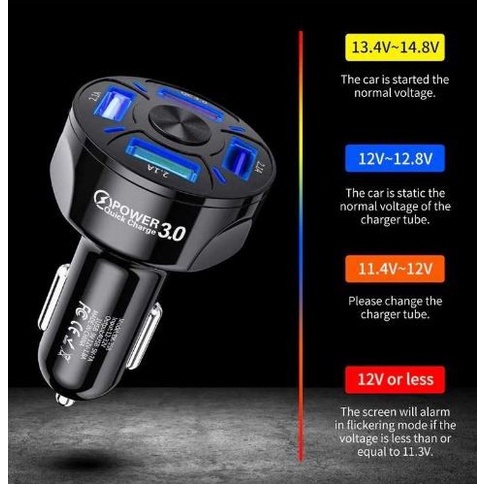 Car Charger 4 PORT fast quick charging mobil usb 4in1 slot qc 3.0 adaptor kepala