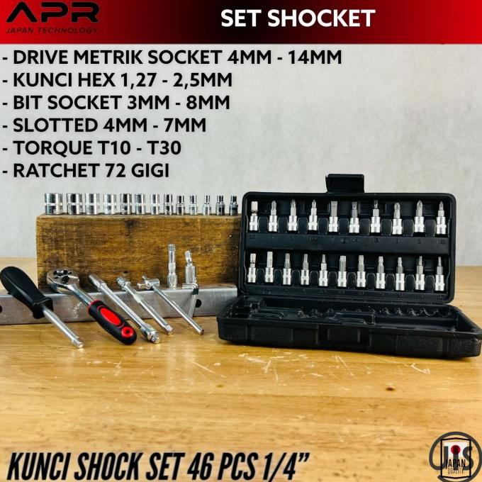 Kunci Shock Set APR Kunci Socket Wrench Sok Obeng Komplit