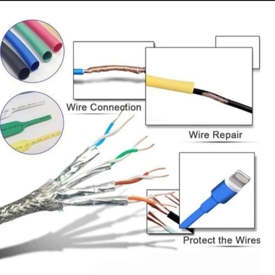 530 PCS HEAT SHRINK SELONGSONG BAKAR ISOLASI KABEL HEAT SHRINK TUBE
