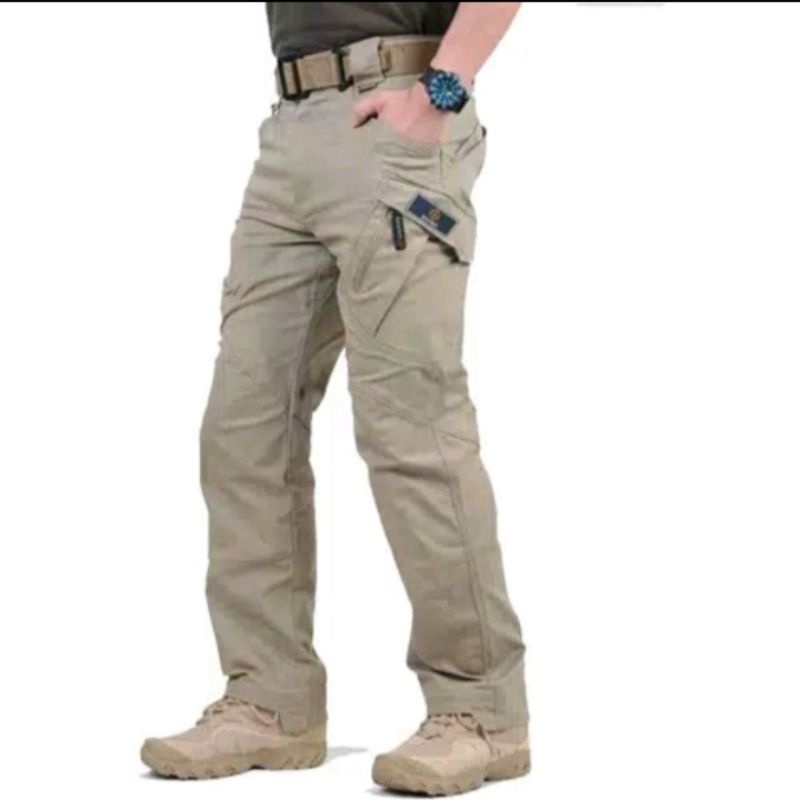 (BUKAN KAIN KOTAK KOTAK) Celana panjang Pria Warna Hitam Abu Cream COD CELANA PANJANG TACTICAL Cargo Pria Panjang polos