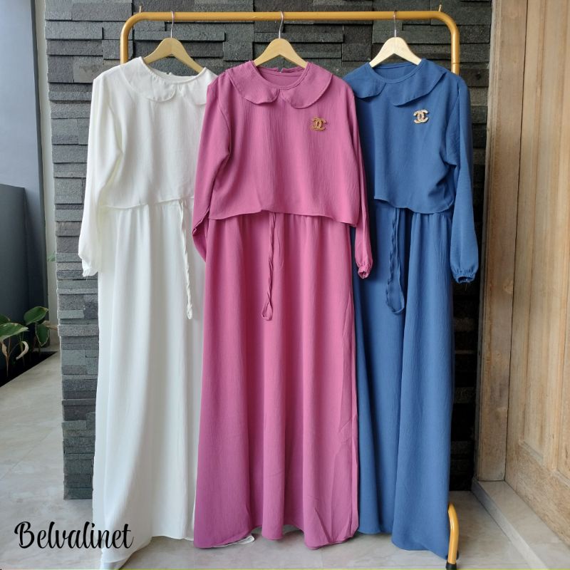 MIURA ONESET MAXI DRESS 2IN1 INNER + OUTER CRINKLE REALPICT