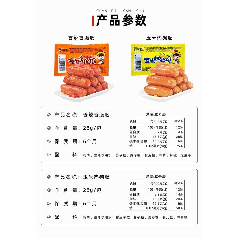 【HALAL】Shikebuwang Corn&amp;Spicy Hotdog Cemilan Instant Sosis Siap Saji 28g 食刻不忘 热狗肠