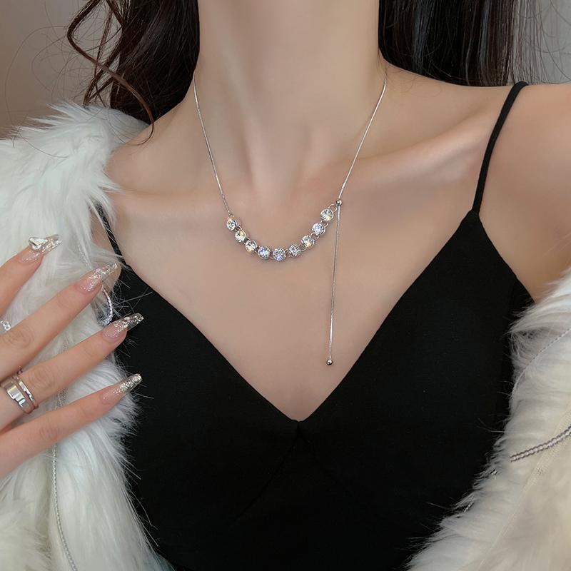 Kalung Wanita titanium zircon glitter Pengubah Ukuran Tarik