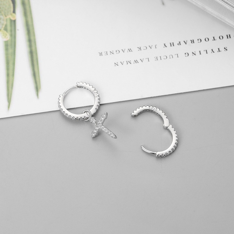 Mode Baru Mini Zirkon Cross Drop Pendant Hoop Earrings Punk Hip Hop Perempuan Tindik Menjuntai Anting Untuk Wanita Pria Perhiasan