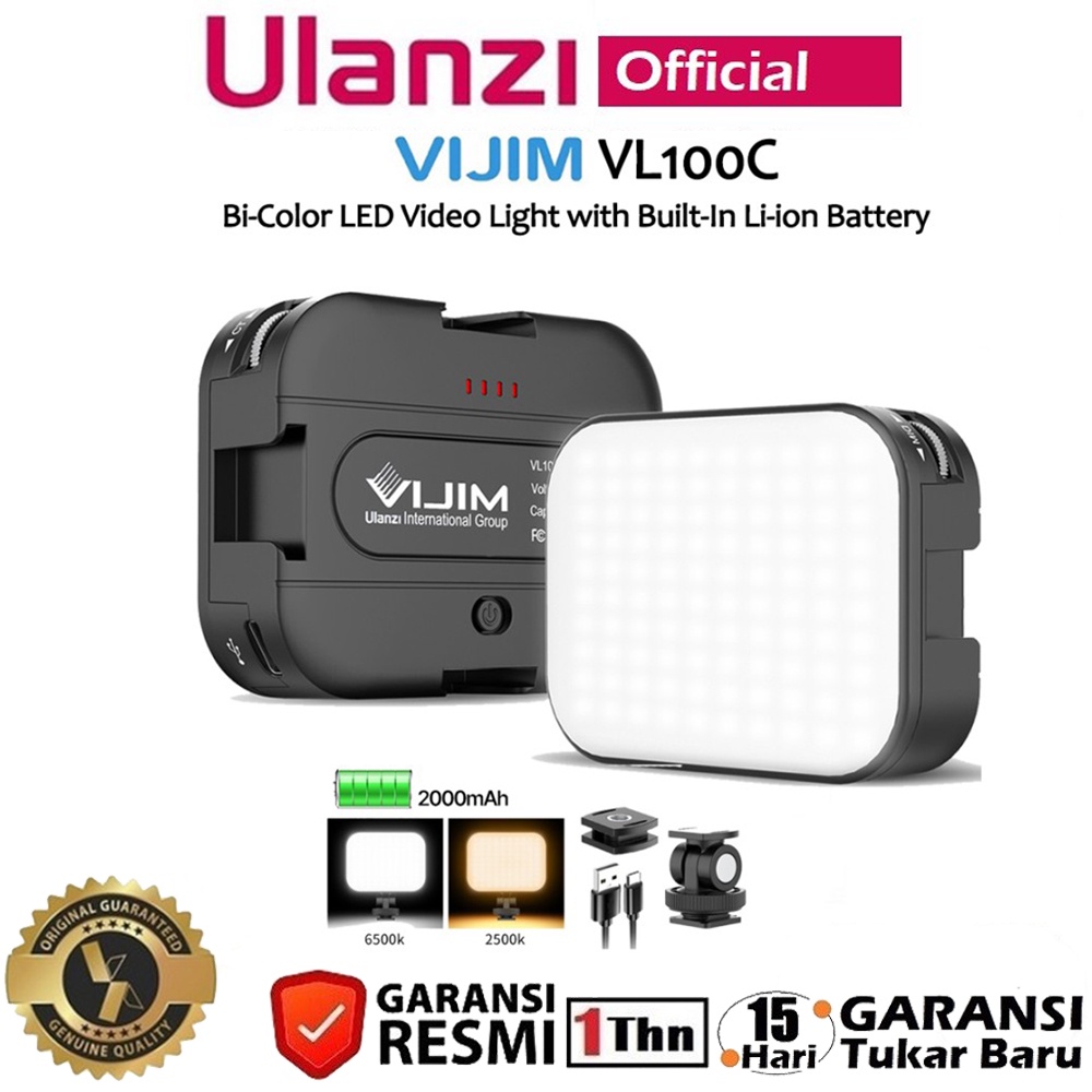 Ulanzi Vijim VL100C Bi Color Adjustable LED Video Light Lampu Studio