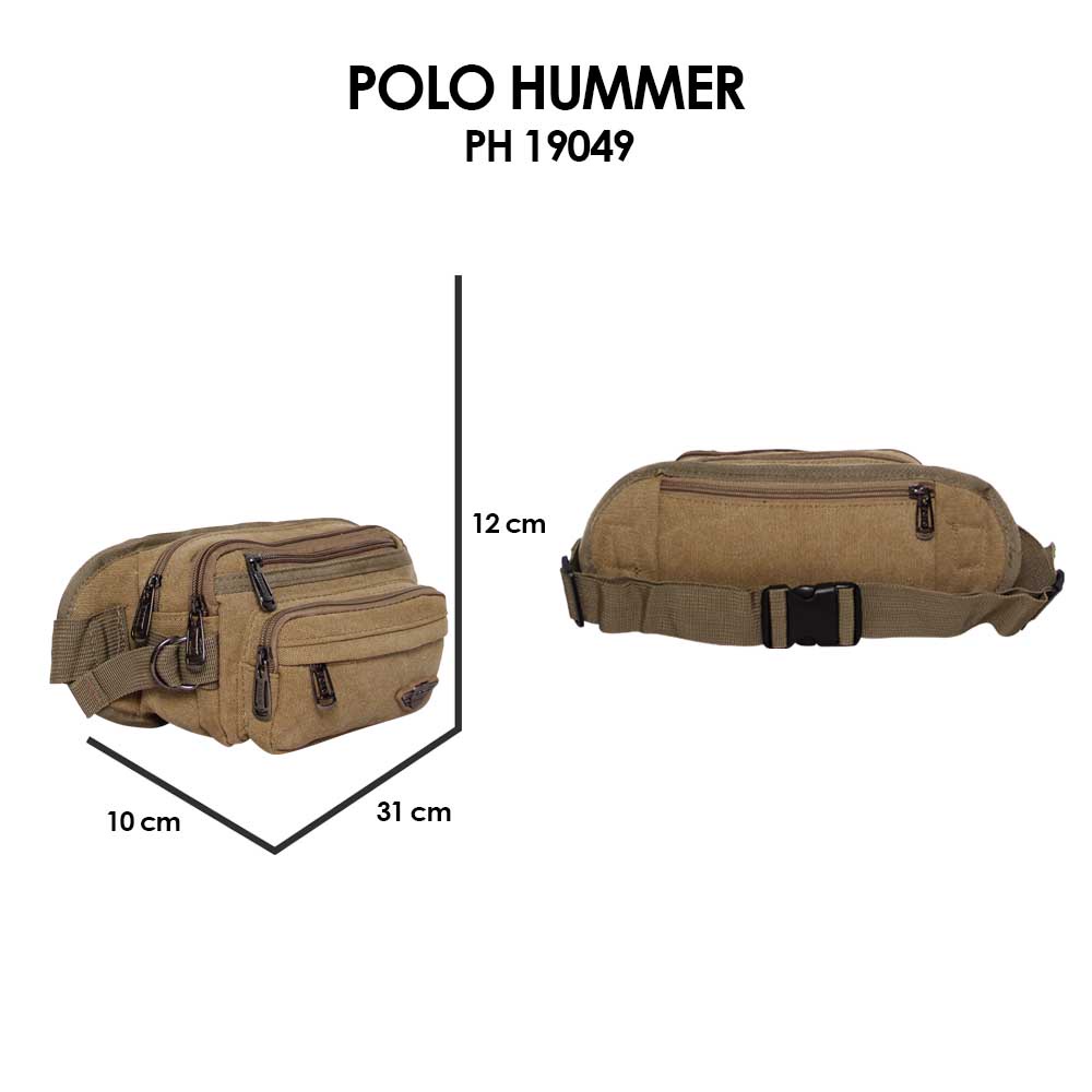 Tas Pinggang Kanvas Pria Multifungsi Polo Hummer 19049 Waist bag Impor