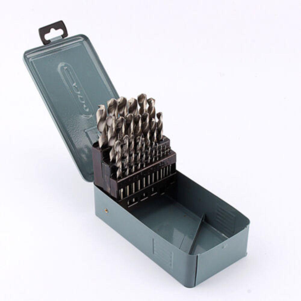 Populer 25Pcs Set Mata Bor Twist HSS Spiral Hole Punch Rotary Milling Cutter Set