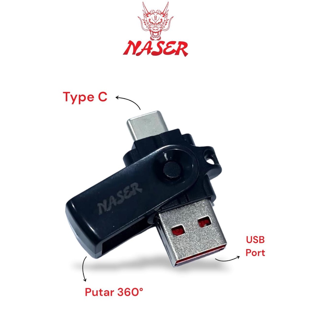 NASER OTG TYPE C PUTAR NRO-03 / ADAPTER CONVERTER TYPE C USB PUTAR NASER/PRODUK ORIGINAL