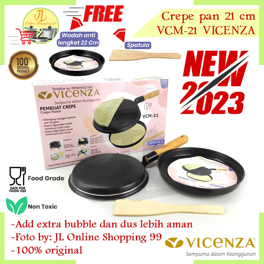 VICENZA crepes pan maker 21cm VCM-21/ wajan crepes anti lengket / wajan terbalik kualik / pembuat ku