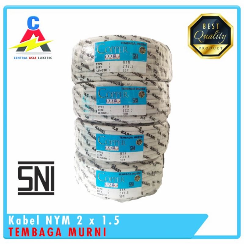 Kabel Listrik NYM 2 x 1.5/1 cu (30 Meter) Tembaga Murni