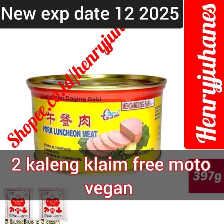 

tmr82 397 gram Gulong Canned Ham Pork Luncheon Meat / free pakiing kotak untuk reg dan cargo daging babi/ daging maling .,,.,.,