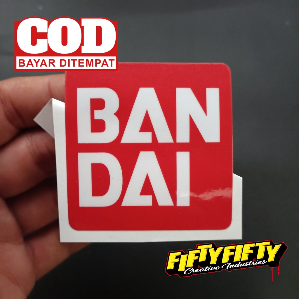 Stiker Print Cut BANDAI Stiker Printing Laminasi Glossy Stiker Motor Mobil Helm Sudah Membentuk Pola Desain