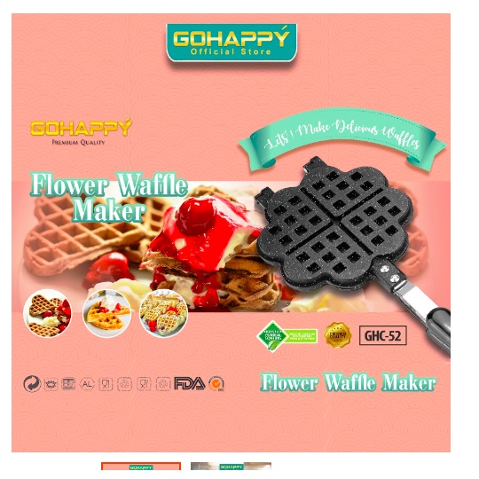 [ Go Happy ] FLOWER' WAFFLE MAKER - Cetakan kue wafel panggang tanpa oven, WAFFEL MAKER ukuran besar!