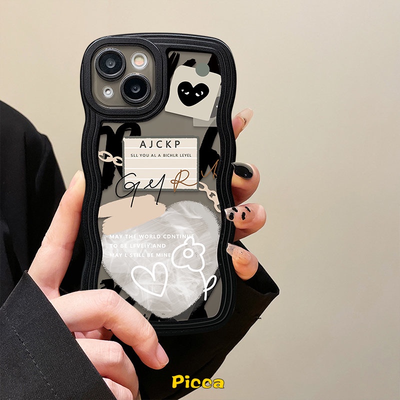 IPHONE Ins Casing Graffiti Kompatibel Untuk Iphone11 14 13 12 Pro Max 7plus 8plus 6 6s 8-7 Plus XR X XS Max 14Plus SE 2020 Lucu Cinta Hati Comme des Garcons Cases Lembut TPU Case