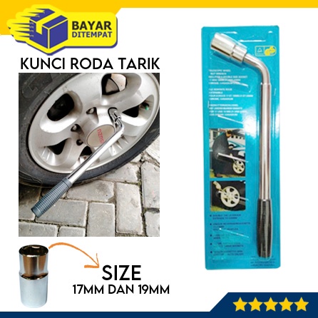 Kunci Sock Roda Ban Mobil Tarik 17mm dan 19mm Telescopic Wheel Nut Wrench Pas Ring Perkakas Bengkel Serbaguna