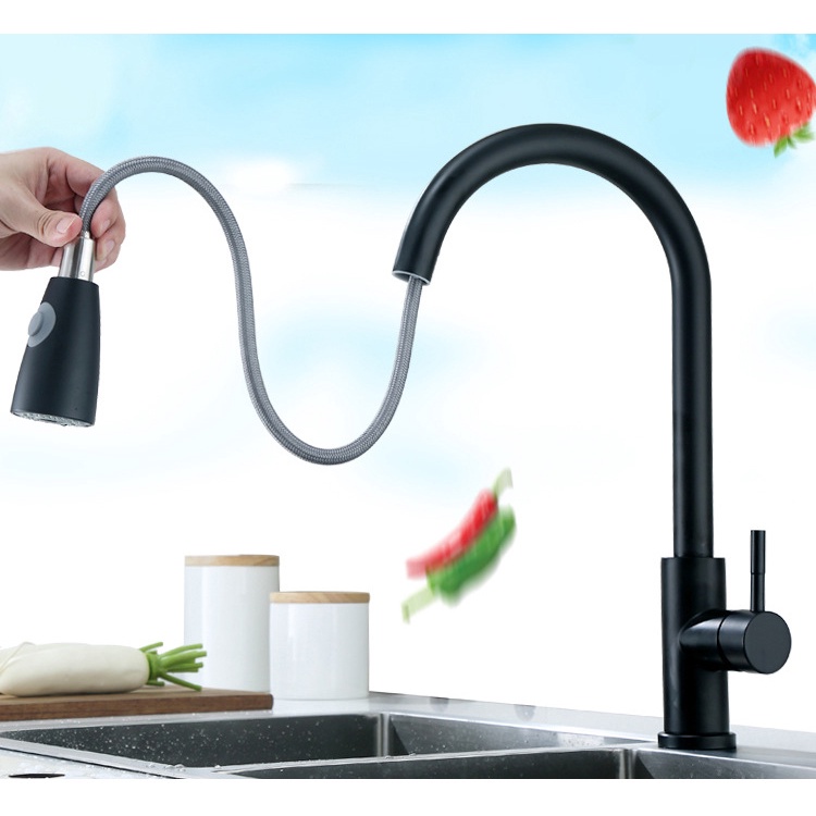 Kran Sink Mixer Tarik Faucet Sprayer Keran Cuci Piring Fleksibel Stainless  304 Kran Sink Cuci Piring