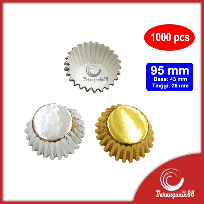 Kertas Alas Gold Silver Bulat 95mm Cake Case Cup Cake Alu Foil