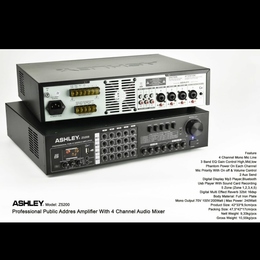 Power amplifier ashley z5200 z 5200 original garansi