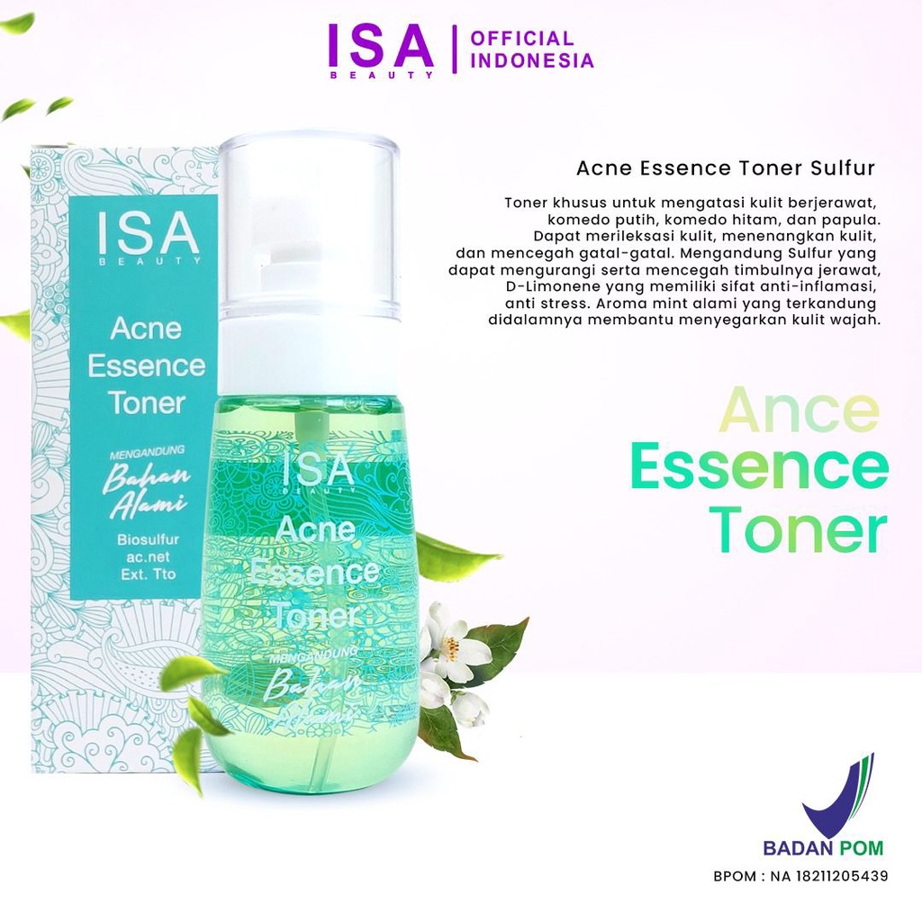 ISA Beauty Acne Essence Toner Sulfur 94ml Toner Anti Jerawat dan Komedo