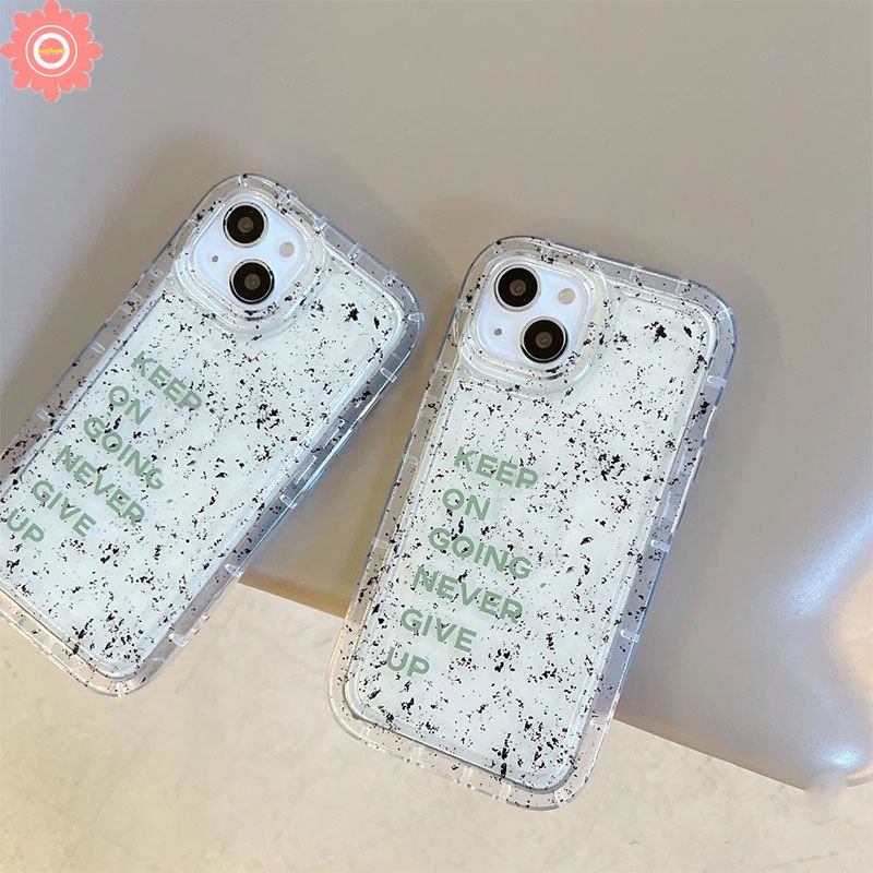 IPHONE Casing Airbag Shockproof Kompatibel Untuk Iphone11 14 13 12 Pro MAX XR 6 6S 78 Plus X XS MAX Transparan Bening Motif Tinta Bintik Seni Sederhana Surat Soft Case