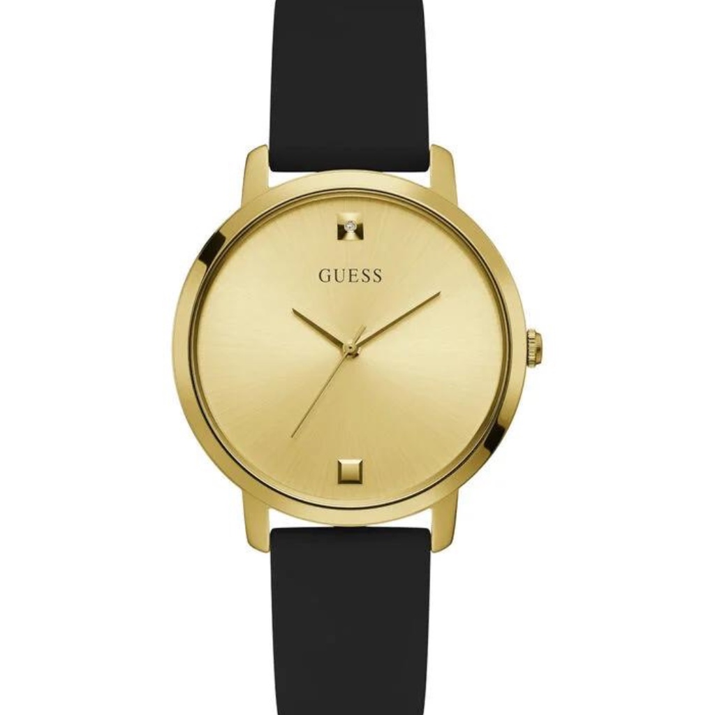 JAM TANGAN WANITA GUESS GW0004L1 ANALOG GOLD BLACK SILICONE STRAP