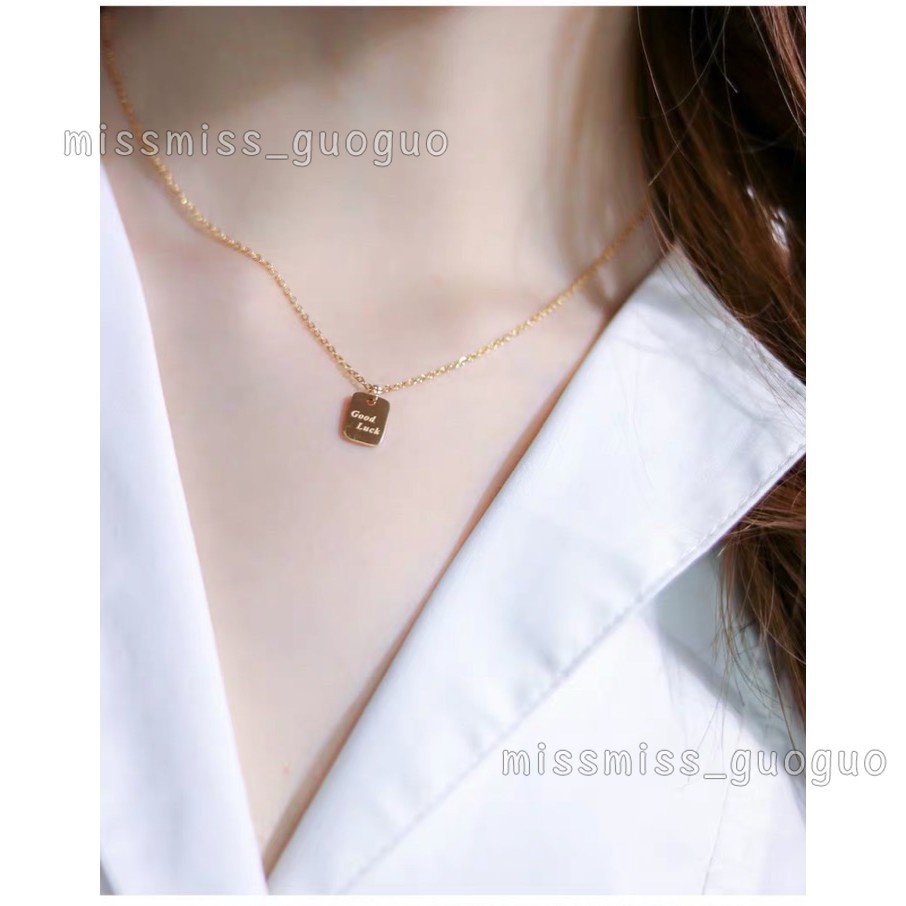 Kalung Rantai Dengan Liontin Kotak Untuk Wanita | Kalung Rose Gold 18k | Kalung Liontin Bahan Stainless Steel | Kalung Bahan Titanium Steel |  Hadiah Ulang Tahun Tahan Air Tidak Alergi