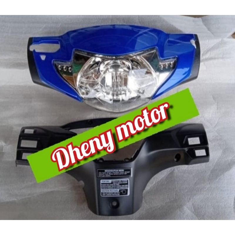 Cover Batok Kepala Depan Belakang Plus Lampu Supra X 125 Lama Warna Biru