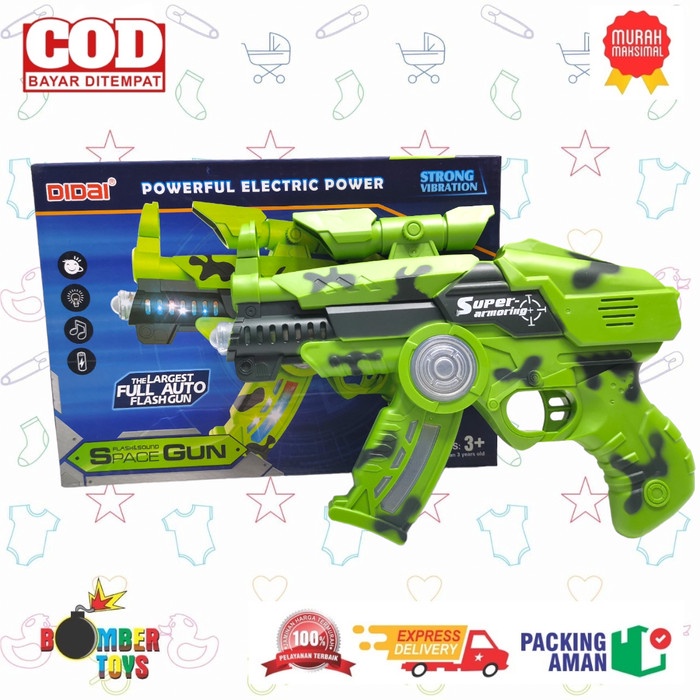 MAINAN ANAK PISTOL BATERAI SPACE GUN LIGHT LAMPU WARNA KEREN SENAPAN