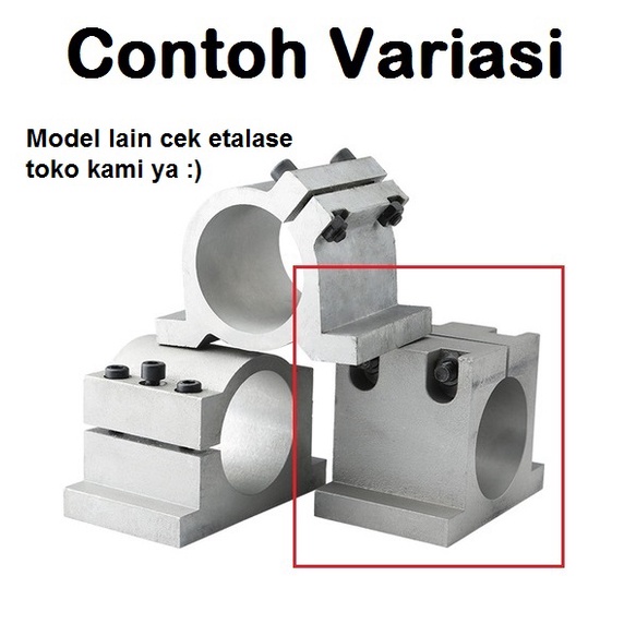 [HAEBOT] Bracket Spindle Cast Kotak 65mm Square Clamp Motor Holder D65 Mount Dudukan Trimmer Dinamo Aluminium CNC Router Tuner 65 mm DC