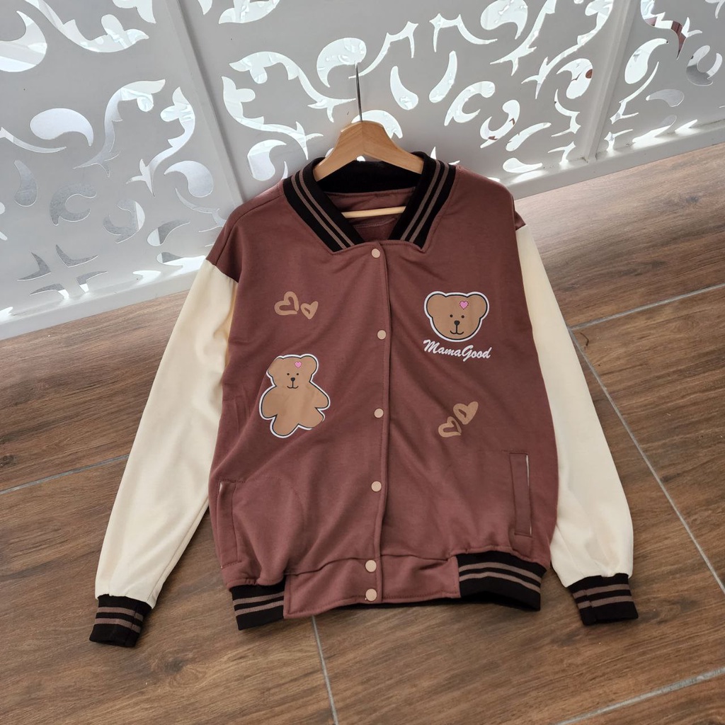 jaket base ball mama cute bears terbaru / jaket base ball basic populer / jaket couple sahabat / swi