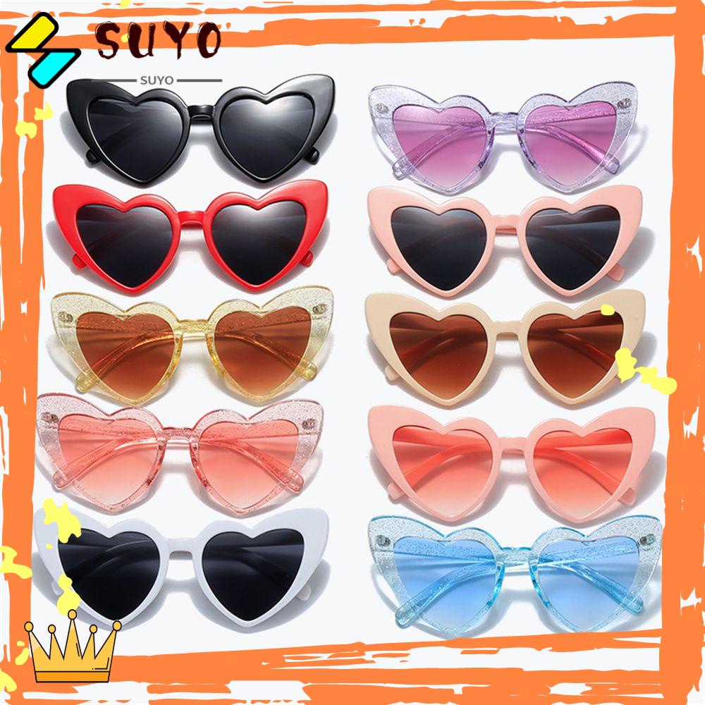 Suyo Kacamata Hitam Berbentuk Hati Retro Wanita Cinta Heart Sunglasses Eyewear