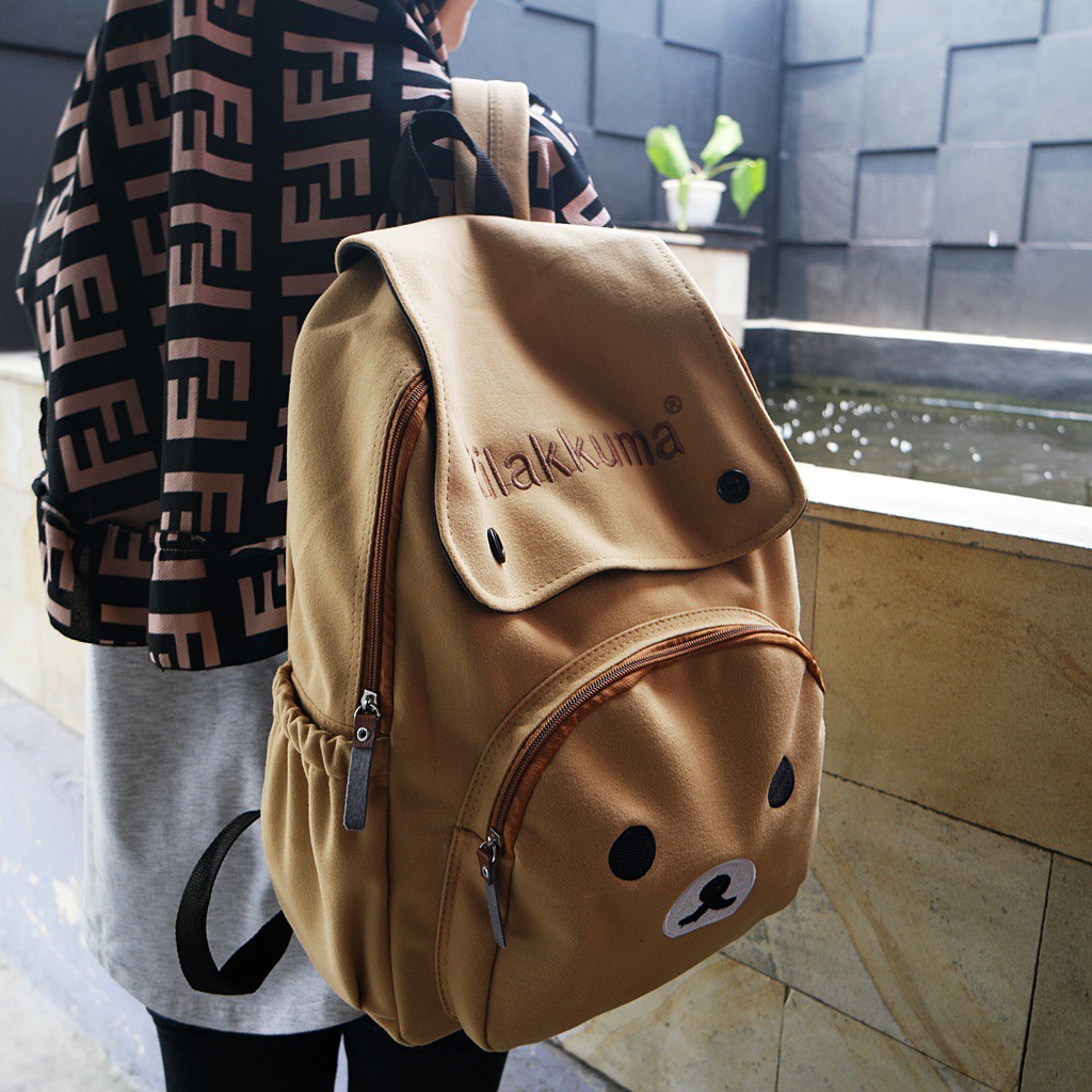 Ransel Rilakkuma 02-6189 bahan beludru tebal ukuran besar THR