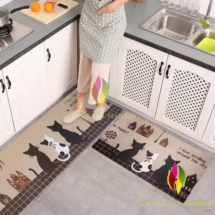 ➽ Keset Dapur Kulit Premium Elegant Bahan PVC Anti Minyak dan Tahan Air (1 set dapat 2 pcs) ✰