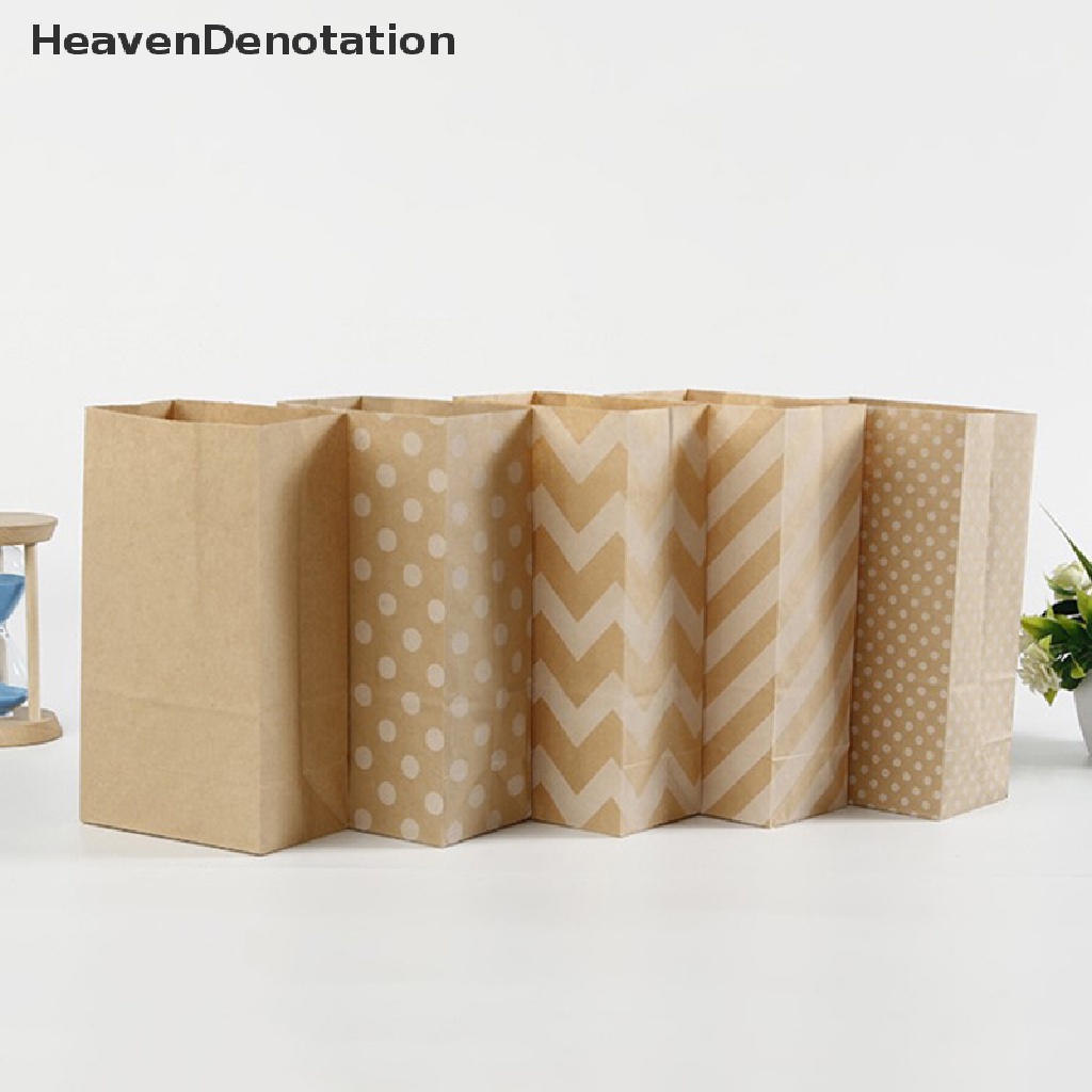 [HeavenDenotation] 10pcs Kraft Paper Bag Biskuit Permen Makanan Cookie Snack Baking Tread Bags HDV