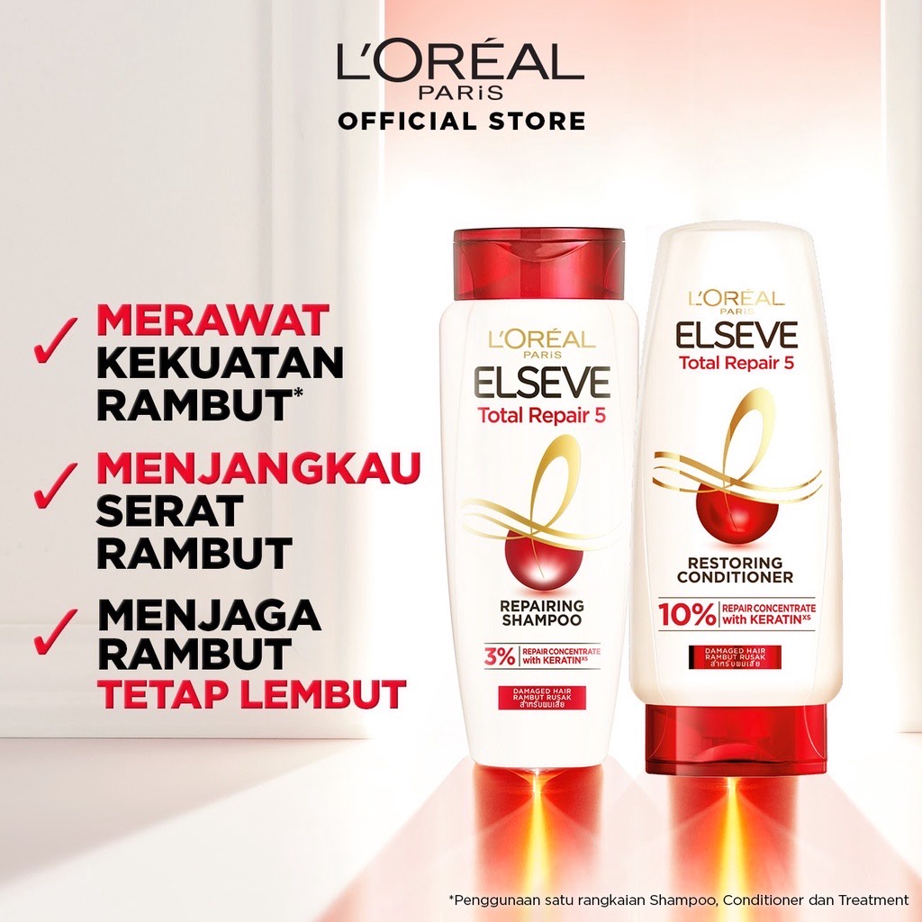 LOREAL PARIS Elseve Shampoo 170ml / 450ml - Total Repair 5 | Fall Resist 3X | Extraordinary Oil - Hair Care