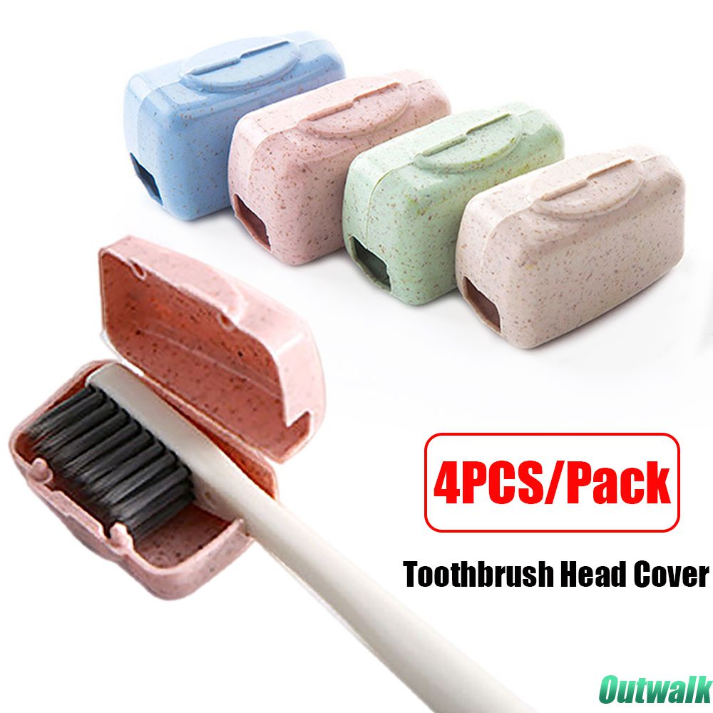 ღ 4 Pcs/set Penutup Kepala Sikat Gigi Sikat Gigi Holder Perjalanan Hiking Camping Sikat Gigi Cap Case Sikat Gigi Tutup Kepala Sikat Gigi Di Kamar Mandi pelindung