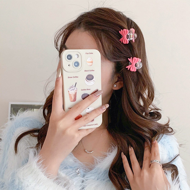 Cute Bow Small Grabs Pink Poni Klip Card Patah Rambut Klip Hiasan Kepala